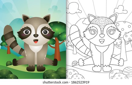 coloring book for kids with a cute raccoon character illustration