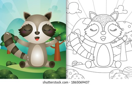 coloring book for kids with a cute raccoon character illustration