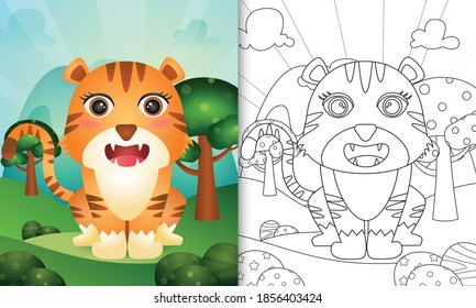 coloring book for kids with a cute tiger character illustration