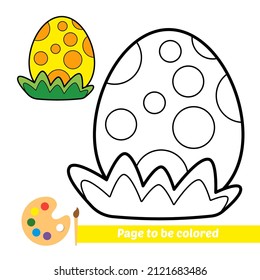 Coloring book for kids, dinosaur egg vector