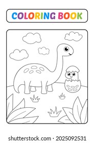 Coloring book for kids, dinosaur vector