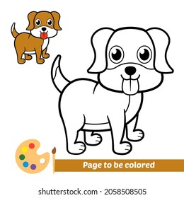 Libro de coloración para niños, vector de perro