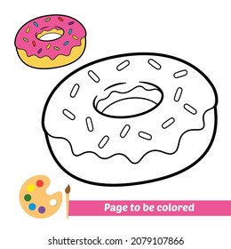 Coloring book for kids, donut vector