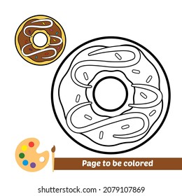 Coloring book for kids, donut vector