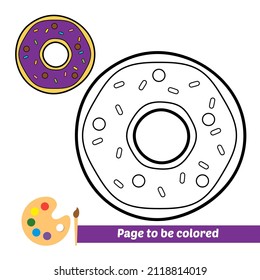 Coloring book for kids, doughnut vector