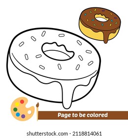 Coloring book for kids, doughnut vector