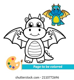 Libro de coloración para niños, vector del dragón