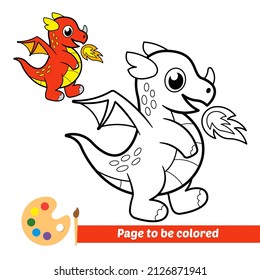 Coloring book for kids, dragon vector