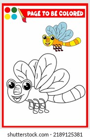 coloring book for kids. dragonfly