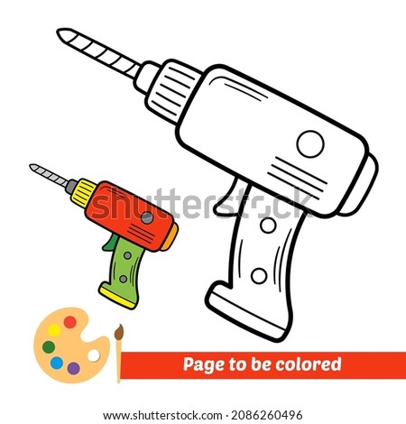 Coloring book for kids, drill vector