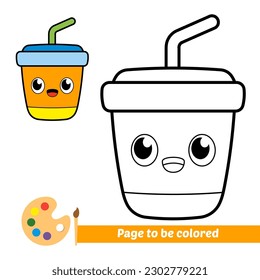 coloring book for kids, drink cup vector