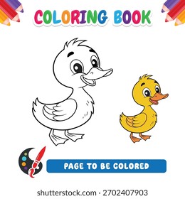 Coloring book for kids Duck vector