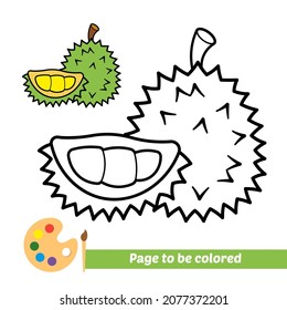 Coloring book for kids, durian vector
