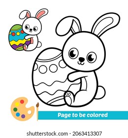 Coloring book for kids, easter egg rabbit vector