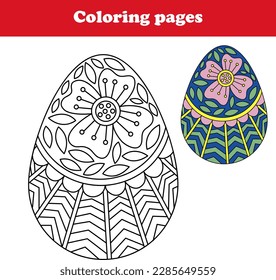 Coloring book for kids, Easter egg vector