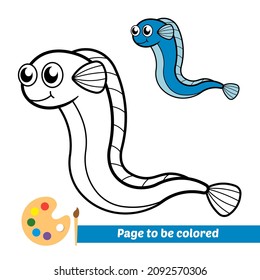 Libro de coloración para niños, vector de anguila