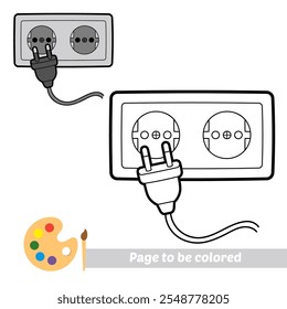 coloring book for kids, electrical socket vector
