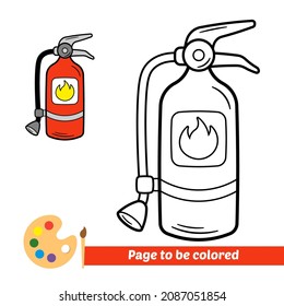 Coloring book for kids, fire extinguisher vector