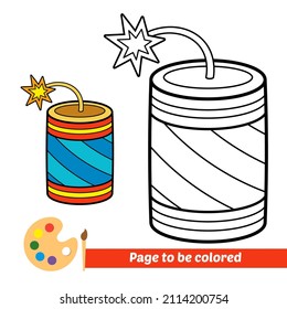 Coloring book for kids, firecracker vector