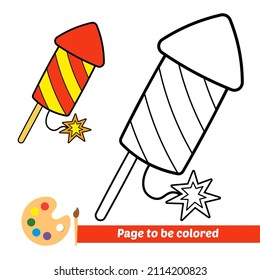 Coloring book for kids, firecracker vector