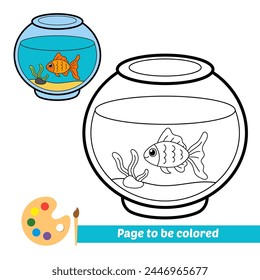 coloring book for kids, fish bowl vector