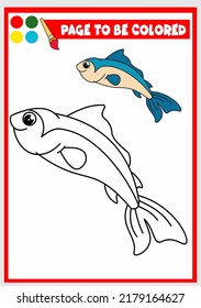 coloring book for kids. fish vector