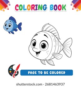Libro para colorear para niños Vector de pescado