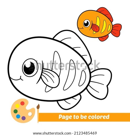 Coloring book for kids, fish vector