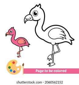 Coloring book for kids, flamingo vector