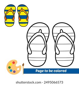 coloring book for kids, flip flops vector