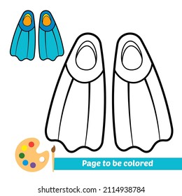 Coloring book for kids, flippers vector