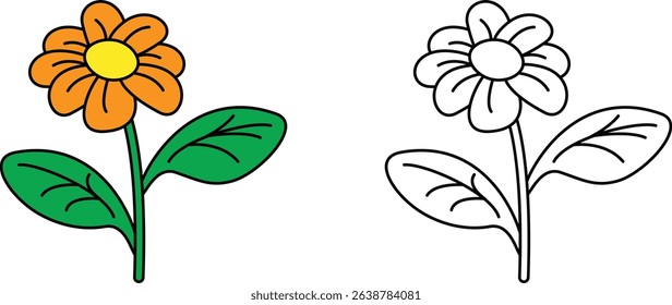 Coloring book for kids is flower. Hand-drawn flower. Vector illustration. It can be used for printing, textiles, web design. 
