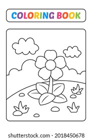 Coloring book for kids, flower vector