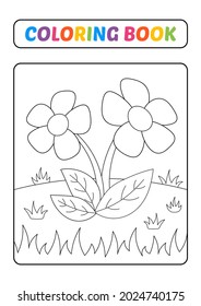 Coloring book for kids, flower vector