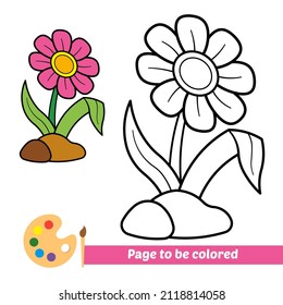 Coloring book for kids, flower vector