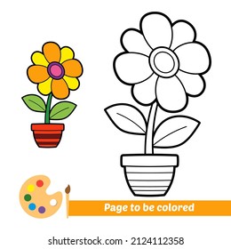 Coloring book for kids, flower vector