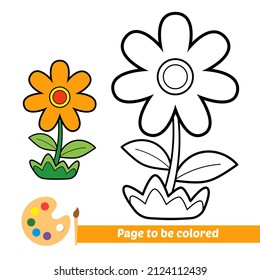 Coloring book for kids, flower vector