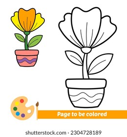 coloring book for kids, flower vector