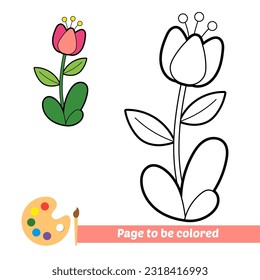 coloring book for kids, flower vector