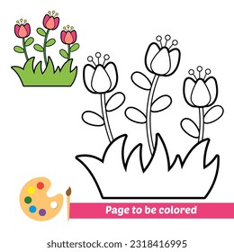 coloring book for kids, flower vector