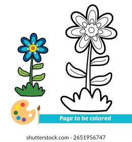 coloring book for kids, flower vector