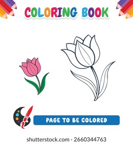 Coloring book for kids, Flower vector
