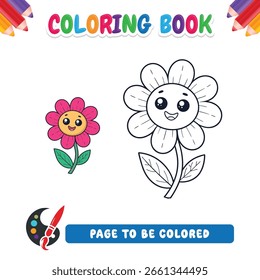 Libro para colorear para niños Vector de flores