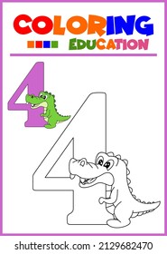 coloring book for  kids, four  little  crocodile  