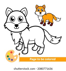 Coloring book for kids, fox vector