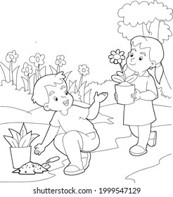 coloring book for kids gardening