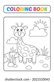 Coloring book for kids, giraffe vector