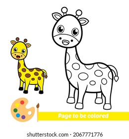 Libro de colores para niños, vector de jirafa