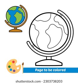 coloring book for kids, globe vector