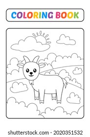 Coloring book for kids, goat vector